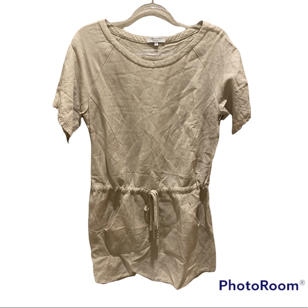 Emerson fry beige waist tie dress